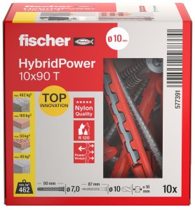 fischer HybridPower 10 x 90 T - inkl. Senkkopfschrauben - 10 Stück