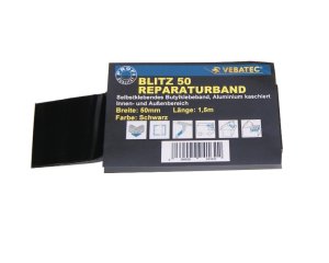 Vebatec BLITZ REPARATURBAND - Butylband - Alu-Schwarz